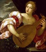 MICHELI Parrasio Young Woman Playing a Lute oil